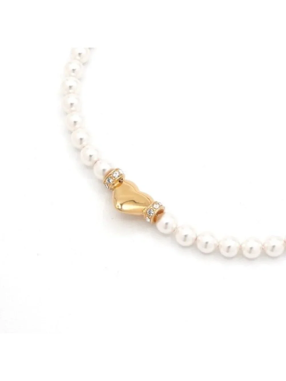 Chanel Choker White Gold Heart Coco Mark Rhinestone